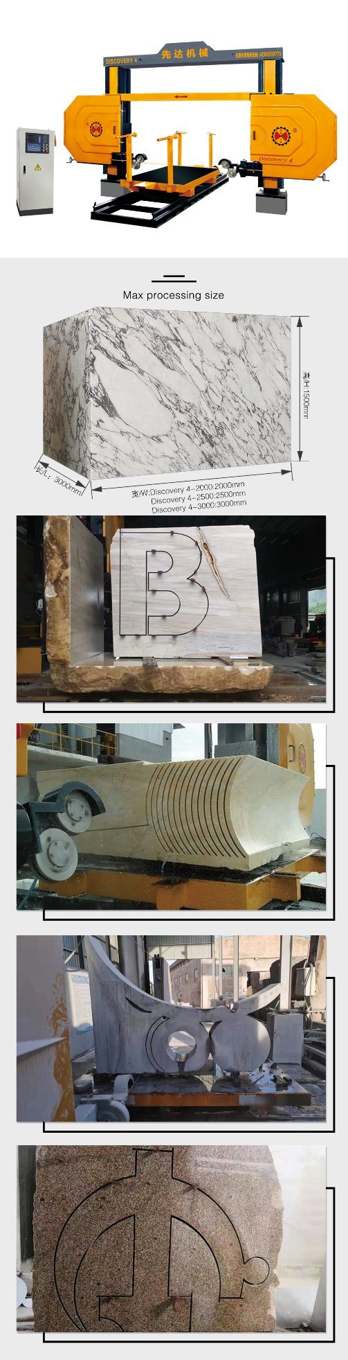เครื่องเลื่อยลวดเพชร CNC สำหรับบล็อกเหมืองหินและการตัดแผ่นคอนกรีต 0