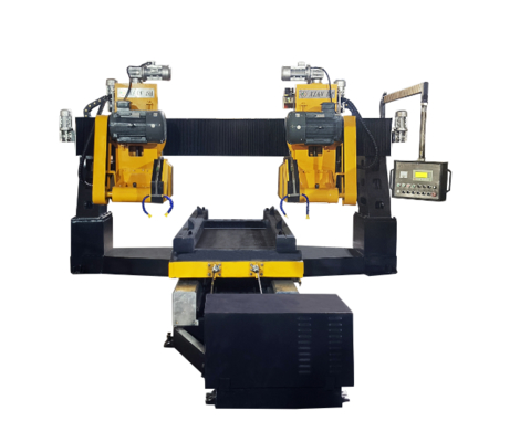 CNC Twin Blade Stone Arc Chamfering Machine สําหรับแกรนิตและมาร์บอร์ 45 ° ความแม่นยําสูง