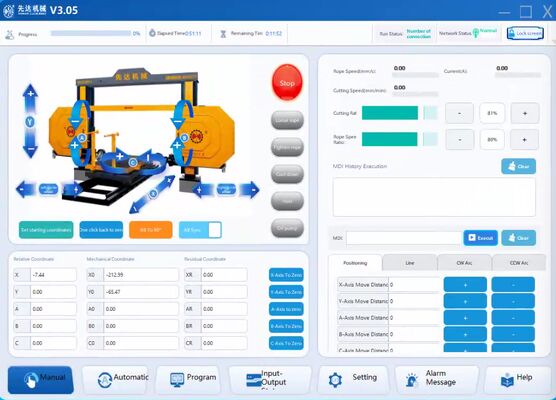 เครื่องตัดหินสายเพชร CNC สมาร์ท มีสี่สปินด์ลิงเคจ ความมั่นคงสูง เครื่องความปลอดภัยสูงสําหรับหินแกรนิต