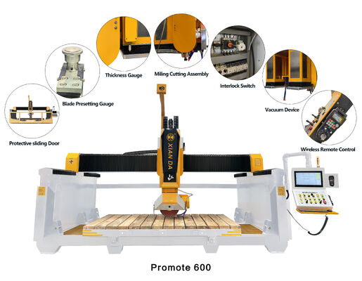 เครื่องตัดสะพานแบบอัตโนมัติ 5 แกน พร้อมระบบ DDX สําหรับการแปรรูปหินและขนาดสูงสุด 3200x2000mm