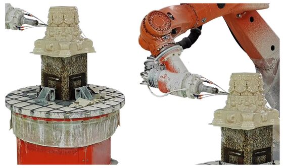 เครื่องตัดหิน CNC หุ่นยนต์ 6 แกน พร้อมการควบคุมแบบสับสนและสปินด์ BT40 สําหรับการฉลากขนาดใหญ่ 3100 มม.