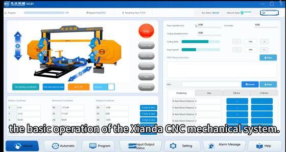 เครื่องเลื่อยลวดเพชร CNC 4 แกน Discovery-4 พร้อมมอเตอร์แม่เหล็กถาวร 15KW สำหรับการตัดหินขนาด 2000*2300*1500 มม.